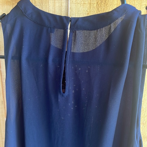 Ann Taylor Factory Navy Blouse Ruffle Sleeves Tank Top - Picture 7 of 7